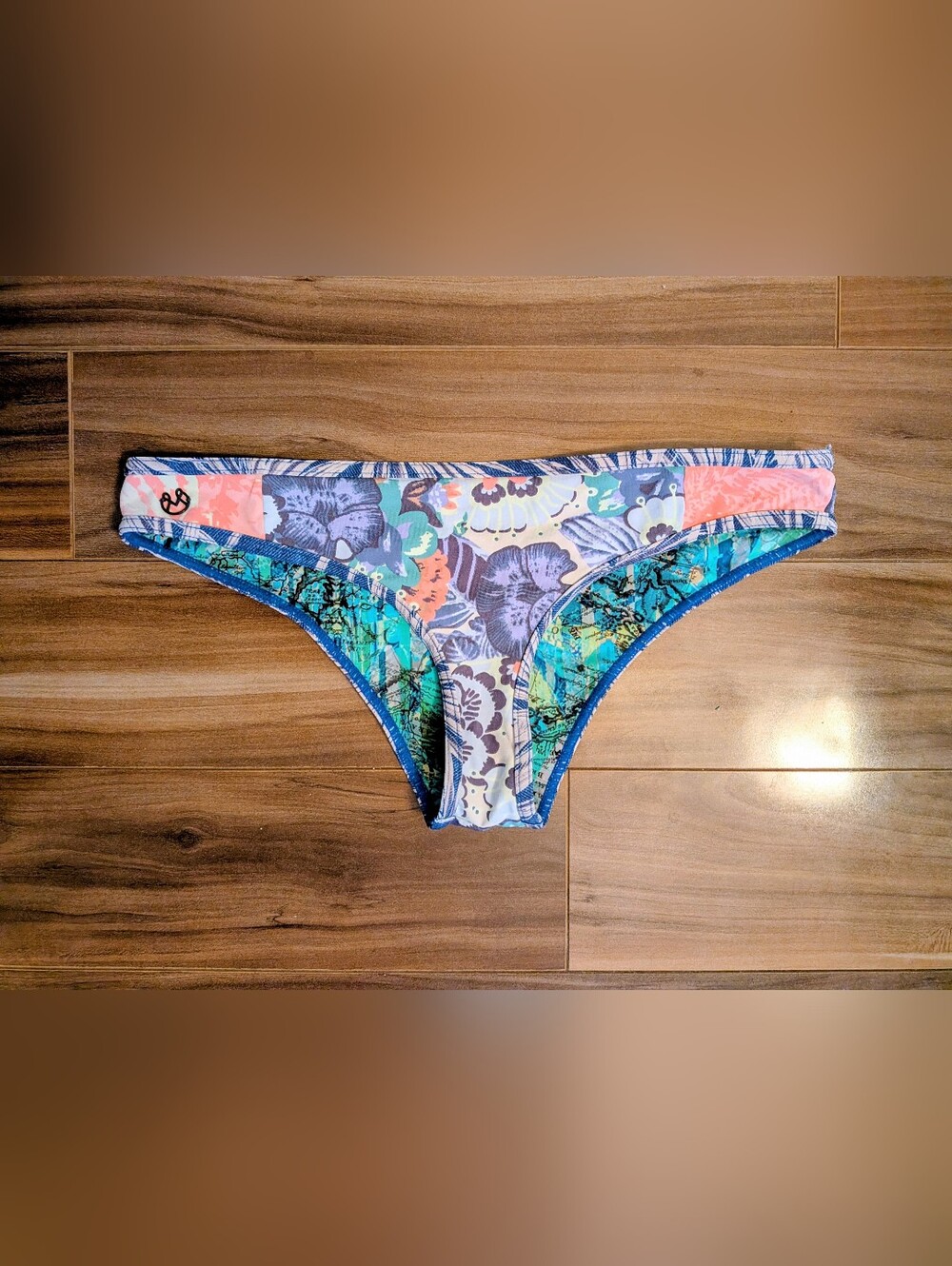 MAAJI Reversible Bikini Bottom Floral Abstract & Vintage Map Print - S/M